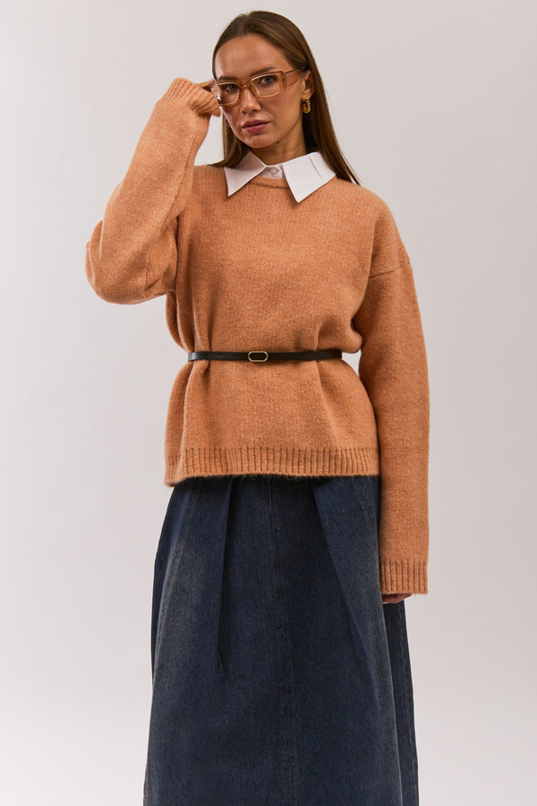 Piped Oversize Knit Sweater Salmon - 10