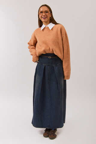 Piped Oversize Knit Sweater Salmon - 14