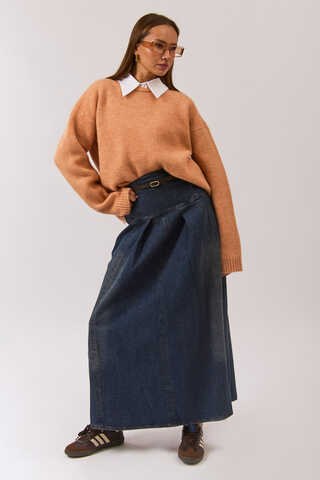 Piped Oversize Knit Sweater Salmon - 16