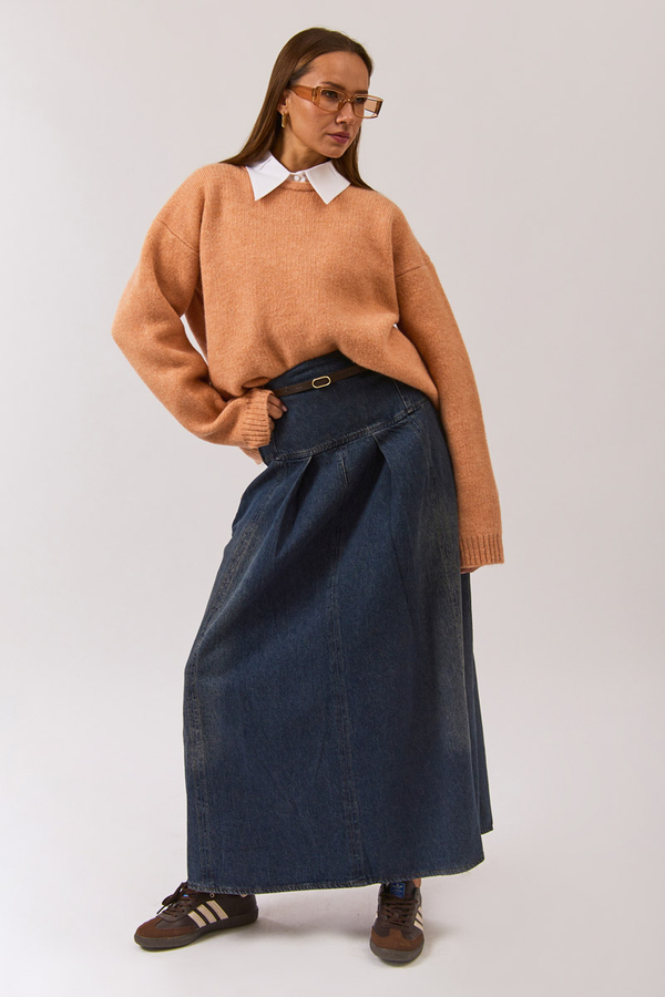 Piped Oversize Knit Sweater Salmon - 16