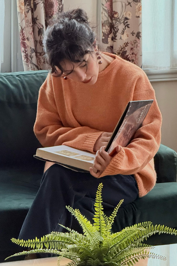 Piped Oversize Knit Sweater Salmon - 3