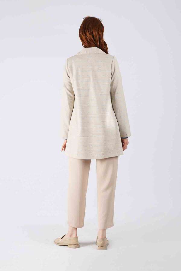 Plaid Blazer Jacket Beige - 5