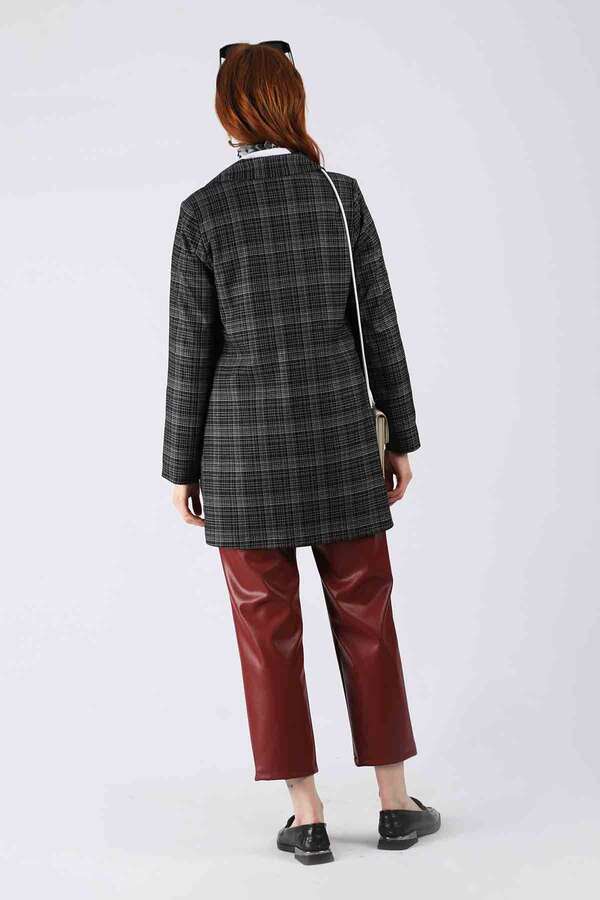 Plaid Blazer Jacket Black - 5