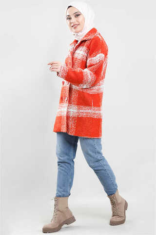 Plaid Boucle Coat Orange - 2