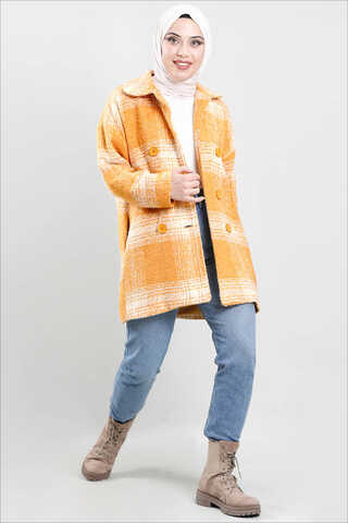 Plaid Boucle Coat Yellow - 1