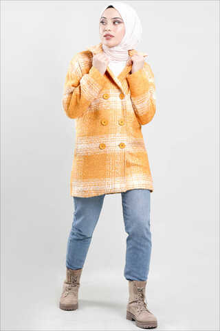 Plaid Boucle Coat Yellow - 2