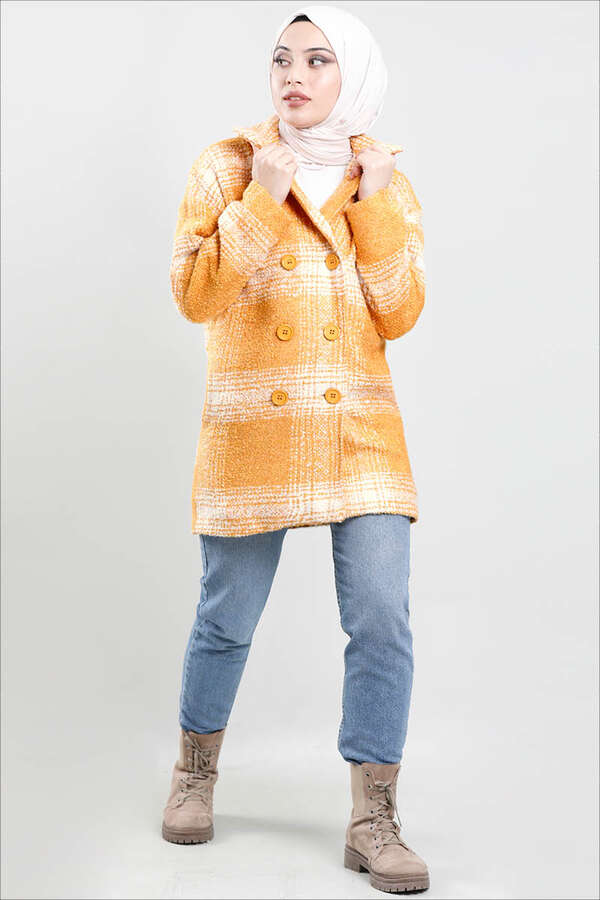 Plaid Boucle Coat Yellow - 2