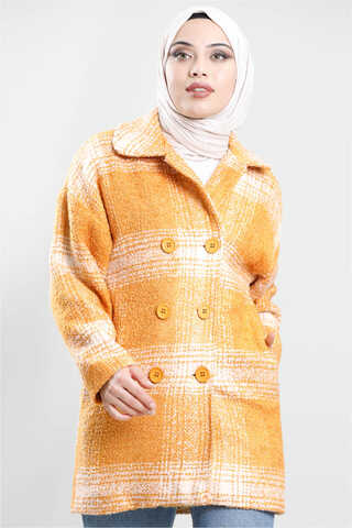 Plaid Boucle Coat Yellow - 3