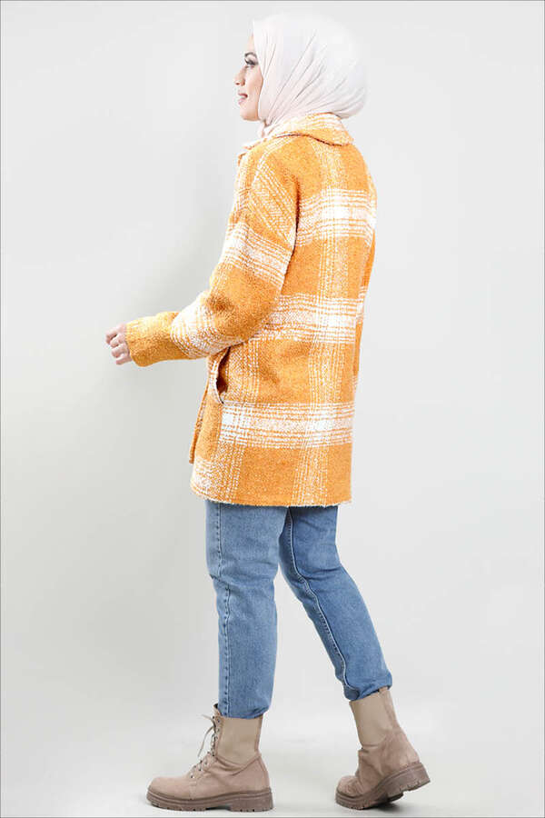 Plaid Boucle Coat Yellow - 4