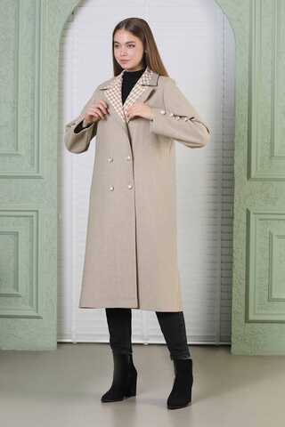 Plaid Detailed Cachet Coat Beige - 1