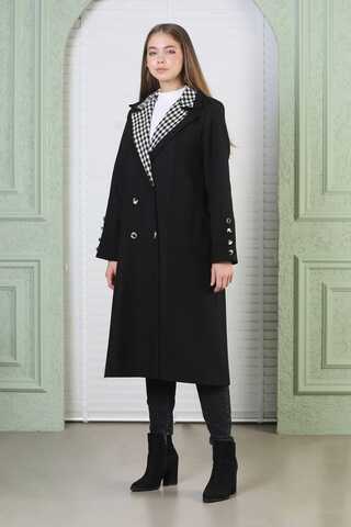 Plaid Detailed Cachet Coat Black - 1