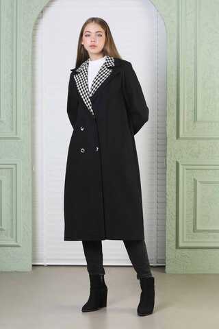 Plaid Detailed Cachet Coat Black - 2