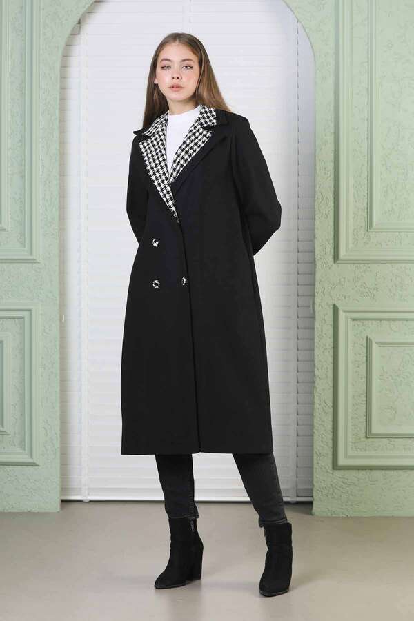 Plaid Detailed Cachet Coat Black - 2