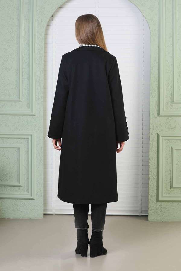 Plaid Detailed Cachet Coat Black - 5