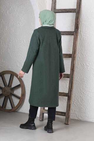 Plaid Detailed Cachet Coat Dark Green - 7