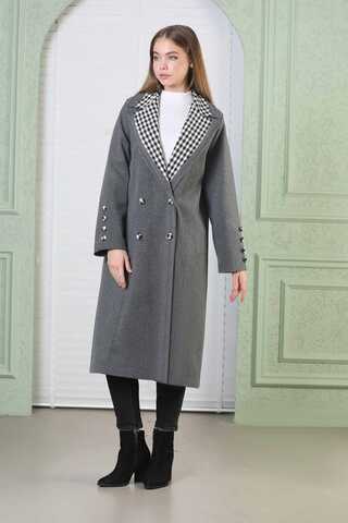 Plaid Detailed Cachet Coat Dark Grey - 3
