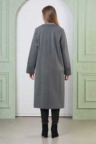 Plaid Detailed Cachet Coat Dark Grey - 5