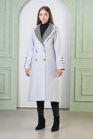 Plaid Detailed Cachet Coat Grey - 1