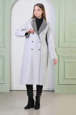 Plaid Detailed Cachet Coat Grey - 2