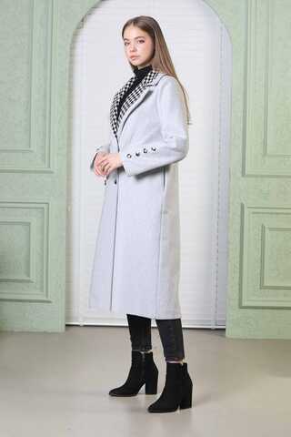 Plaid Detailed Cachet Coat Grey - 3