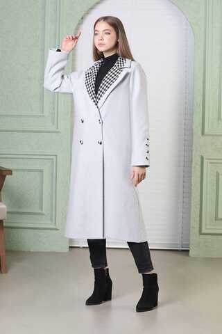 Plaid Detailed Cachet Coat Grey - 4