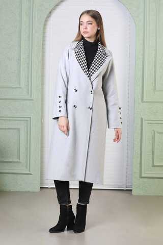 Plaid Detailed Cachet Coat Grey - 5