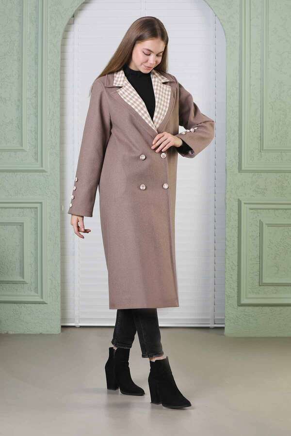 Plaid Detailed Cachet Coat Soil - 5