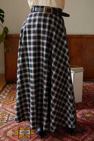 Plaid Pattern A-Line Skirt Black - 11