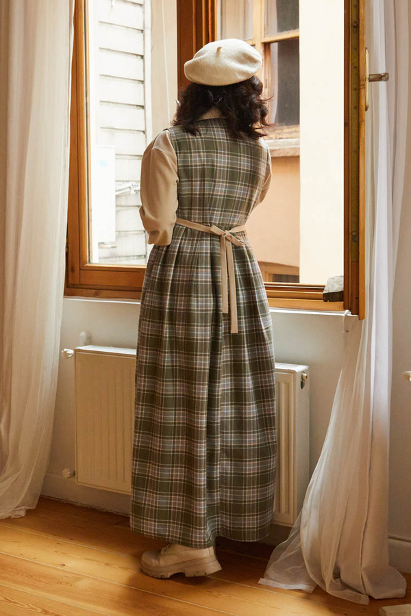 Plaid Pattern Jumper Dress Anthracite - 16