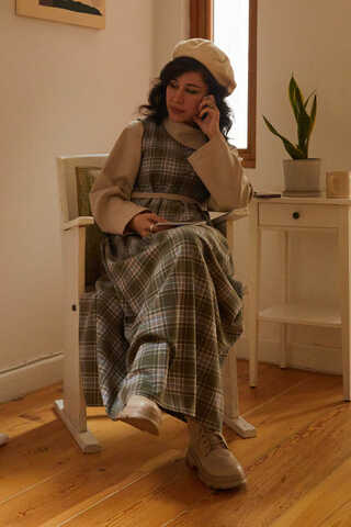 Plaid Pattern Jumper Dress Anthracite - 6