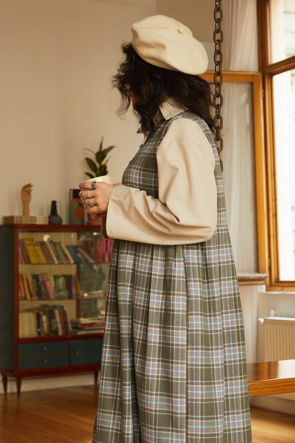 Plaid Pattern Jumper Dress Anthracite - 8