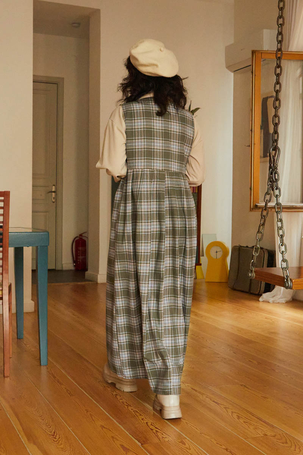 Plaid Pattern Jumper Dress Anthracite - 9