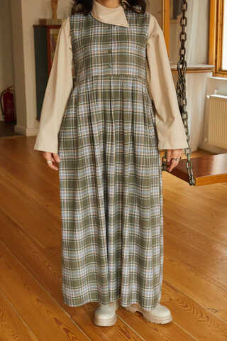 Plaid Pattern Jumper Dress Anthracite - 11