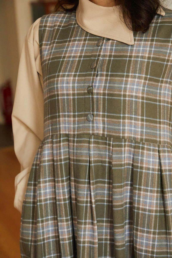 Plaid Pattern Jumper Dress Anthracite - 3