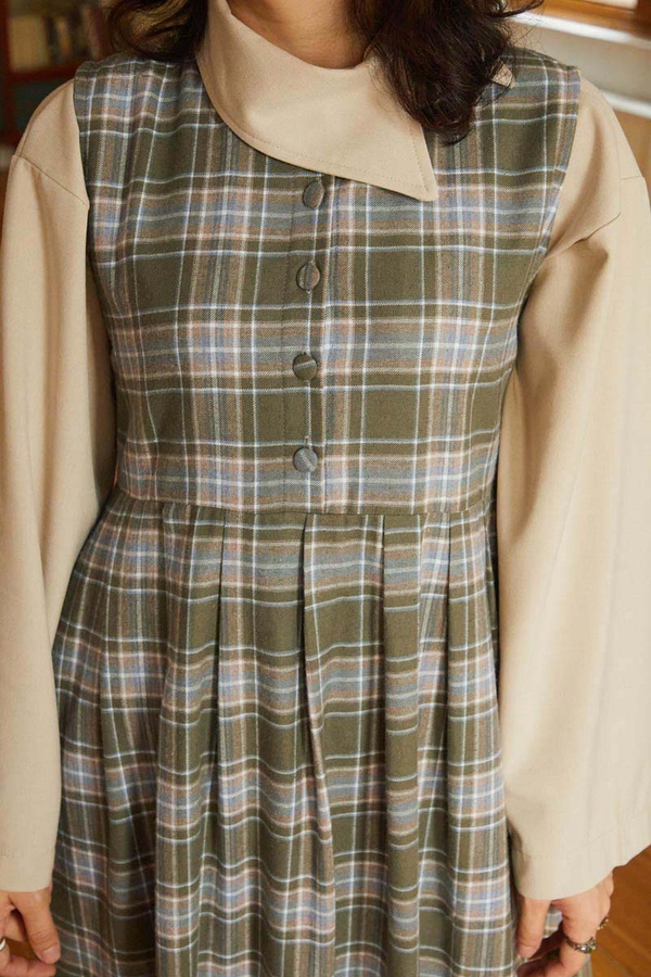 Plaid Pattern Jumper Dress Anthracite - 14
