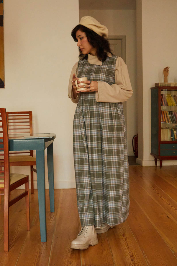 Plaid Pattern Jumper Dress Anthracite - 15