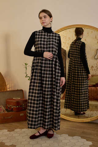 Plaid Pattern Jumper Dress Black - 5