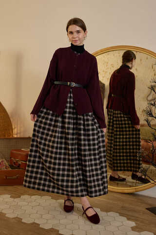 Plaid Pattern Jumper Dress Black - 2