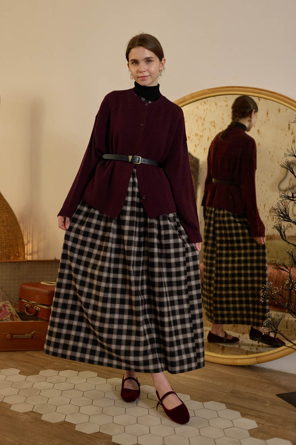 Plaid Pattern Jumper Dress Black - 2