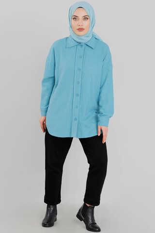 Plain Lumberjack Shirt Turquoise - 1