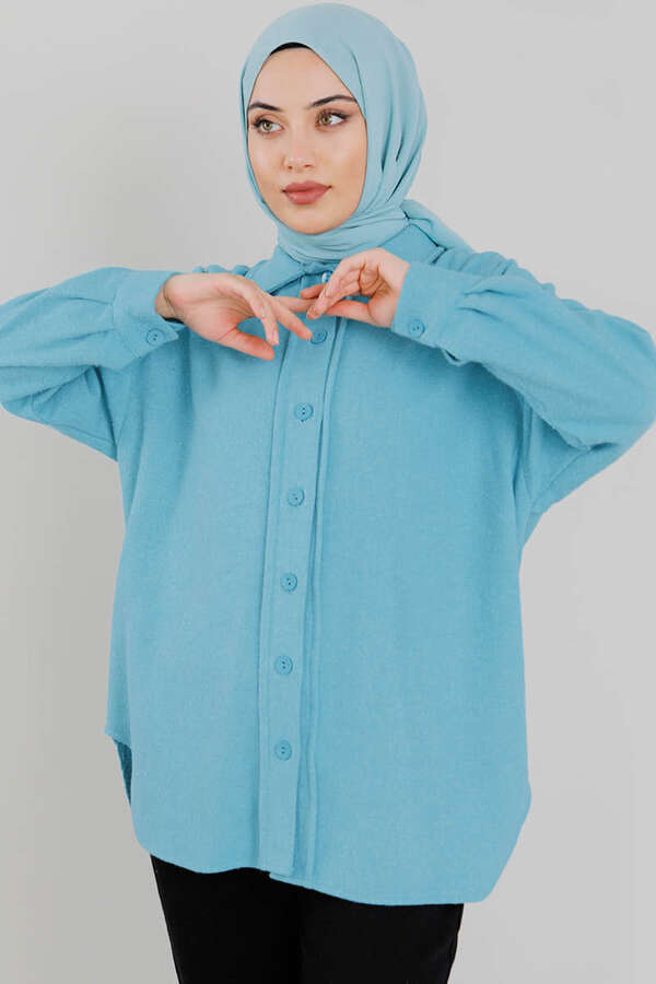 Plain Lumberjack Shirt Turquoise - 2