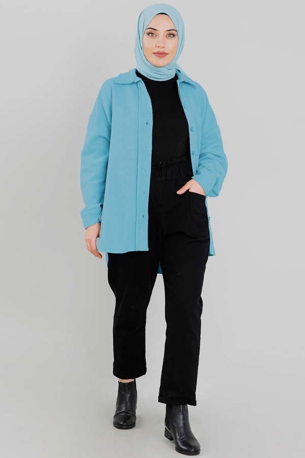 Plain Lumberjack Shirt Turquoise - 3