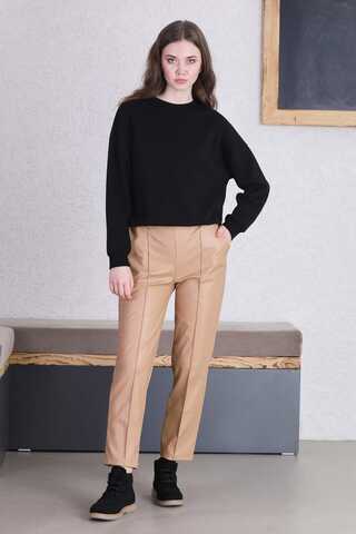Straight Leg Leather Trousers Beige - 1