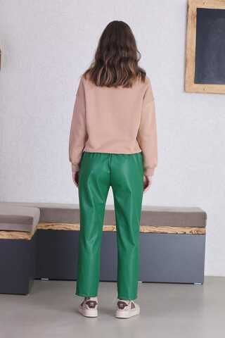 Straight Leg Leather Trousers Green - 4
