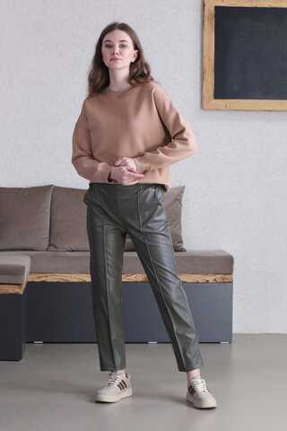 Straight Leg Leather Trousers Gray - 3