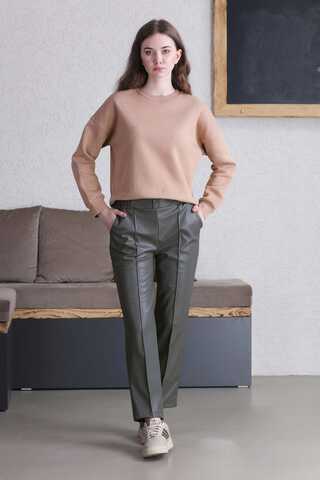 Straight Leg Leather Trousers Gray - 1