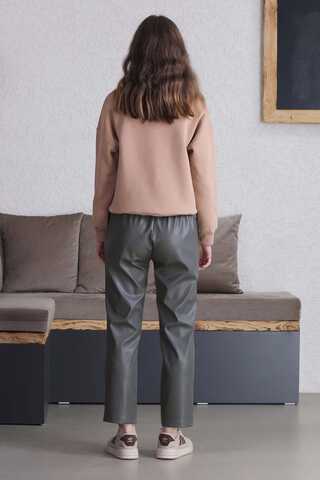 Straight Leg Leather Trousers Gray - 5