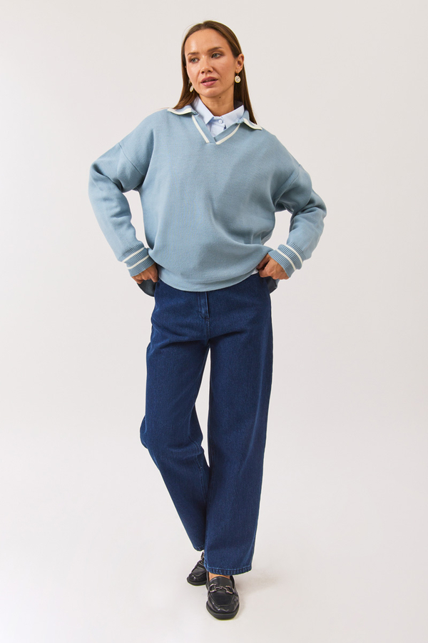 Plain Polo Sweater Baby Blue (1)