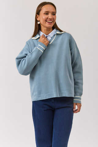 Plain Polo Sweater Baby Blue - 6