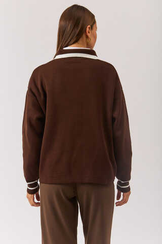 Plain Polo Sweater Brown - 12